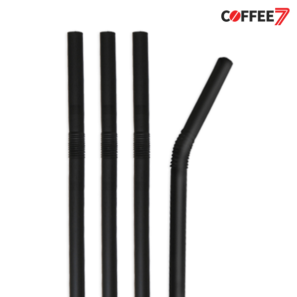 커피세븐 스트로우 자바라 빨대 블랙 7x250mm 벌크포장 500개입 20봉 1박스