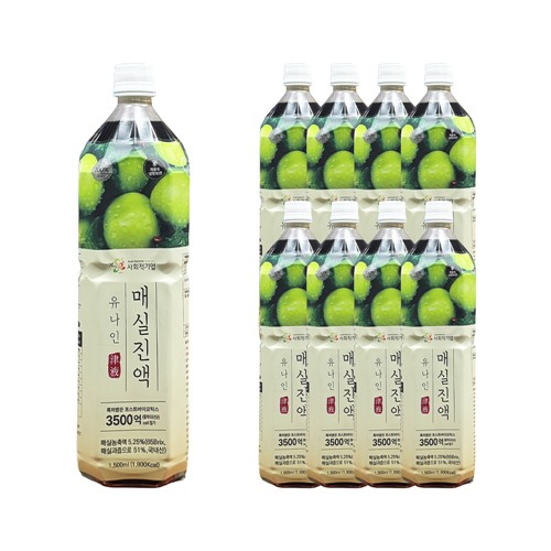 푸드올마켓_ 유나인베이스 매실진액 1.5L 한박스 (1.5L x 8ea)