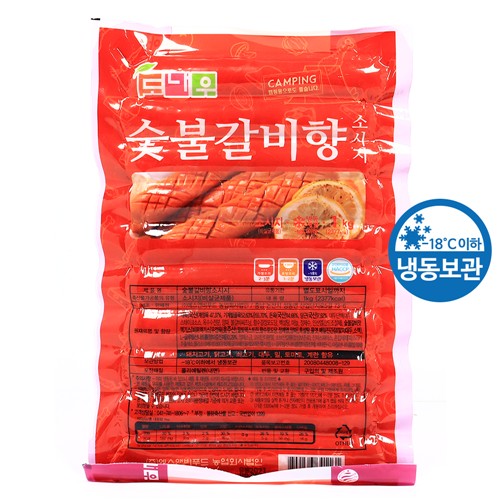 푸드올마켓_ 도나우캠핑 숯불갈비향소시지 1kg /냉동