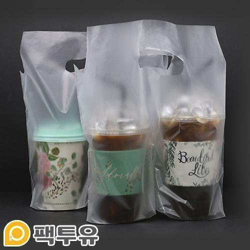 비닐캐리어 2구 무지 1000장 테이크아웃 음료캐리어
