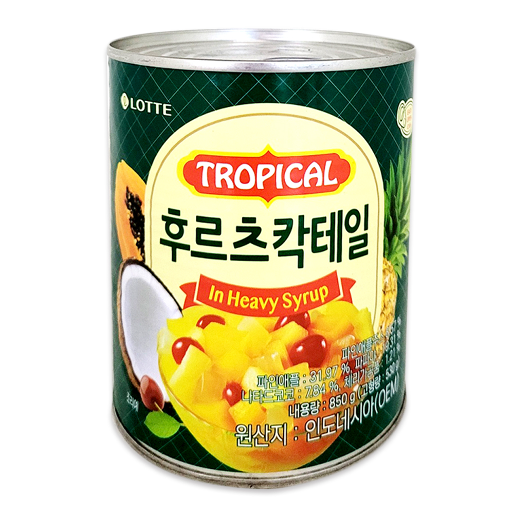 롯데 후르츠 칵테일 850g/실온 통조림 살균제품 파인애플 파파야 나타드코코