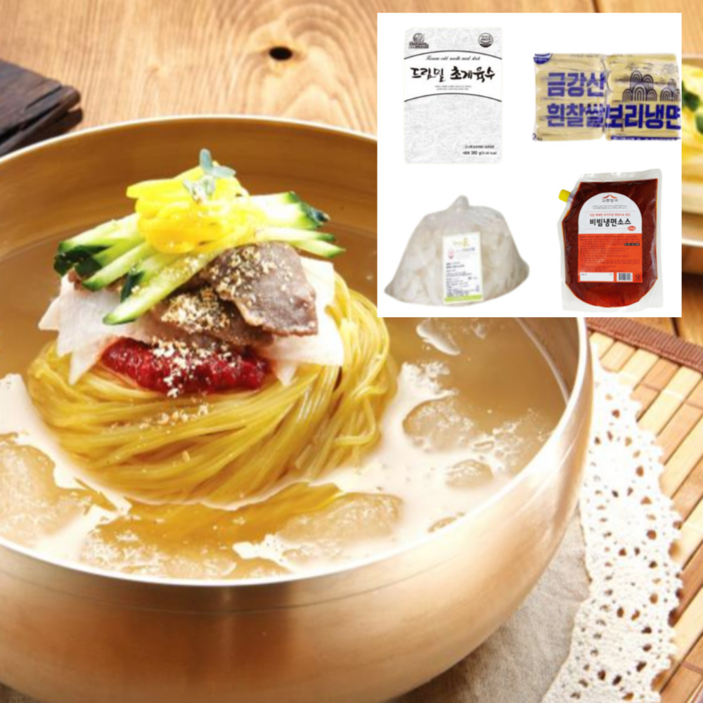 [고추명가] 개별판매 냉면 재료 비냉 물냉 (보리면, 초계육수, 절임무, 비빔냉면소스) 고기집 후식