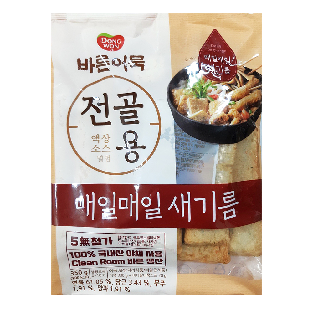동원 바른어묵 전골용 350g/액상 소스 동봉 5무첨가 HACCP 제품