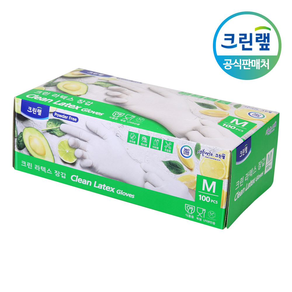 [크린랲] 라텍스 고무장갑 (대) 100매 2109365