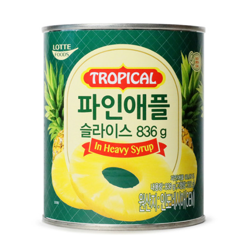 *롯데 파인애플 슬라이스 836g 통조림 화채 샐러드 팥빙수 간식