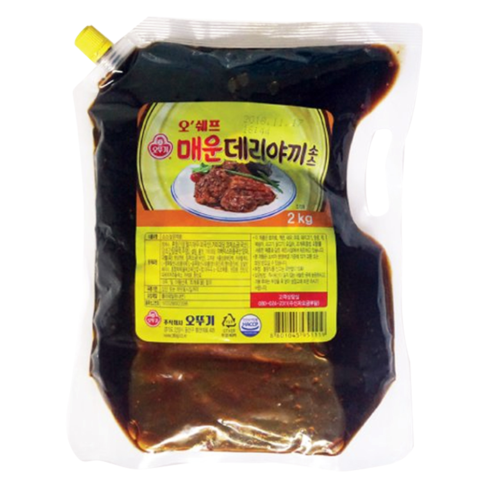 오뚜기 오쉐프 매운 데리야끼 소스 스파우트팩 2kgx6개