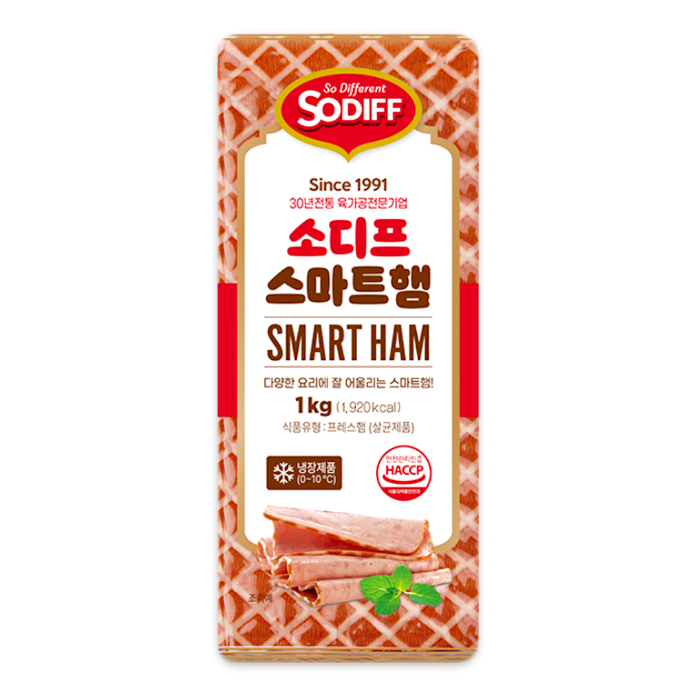 소디프 스마트햄 1kgx10개/냉장 국산 닭고기 햄 에어프라이어 HACCP 살균제품 -동절기 일반박스발송