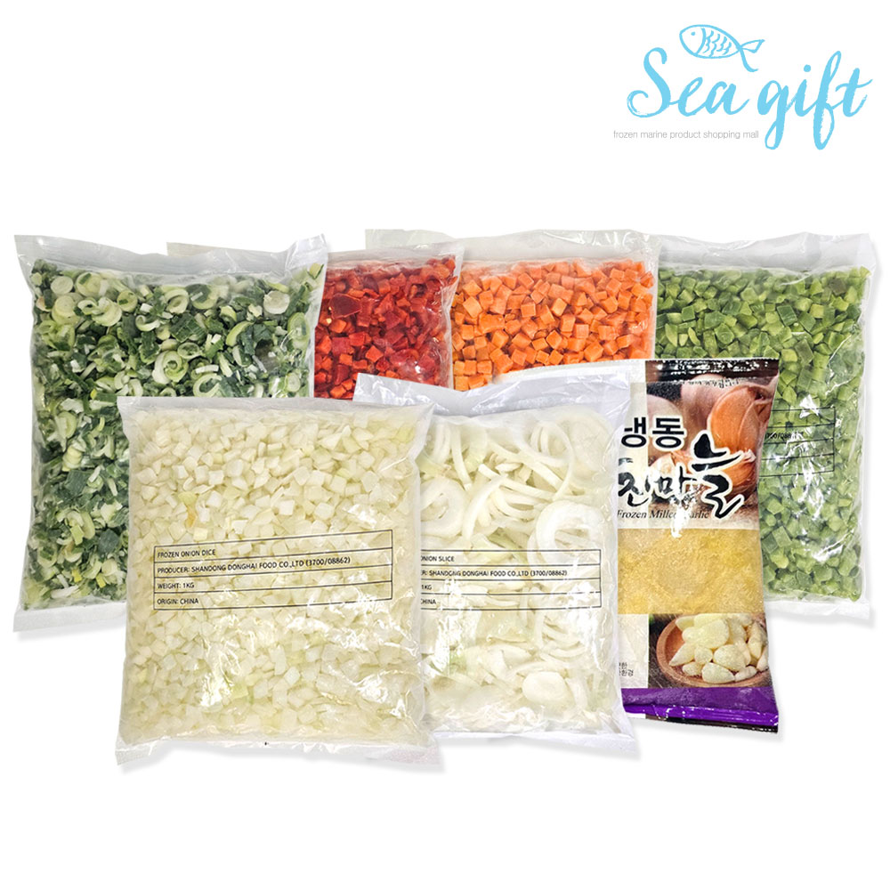 냉동 다진야채 1kg 6종 양파 당근 마늘 청 홍 피망 대파 다이스 슬라이스